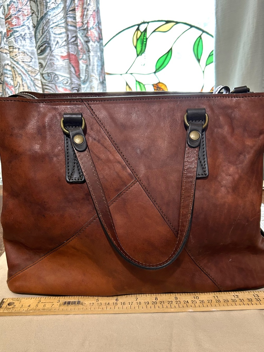 Chiarugi Brown Leather Tote Bag -made in Italy -Like New